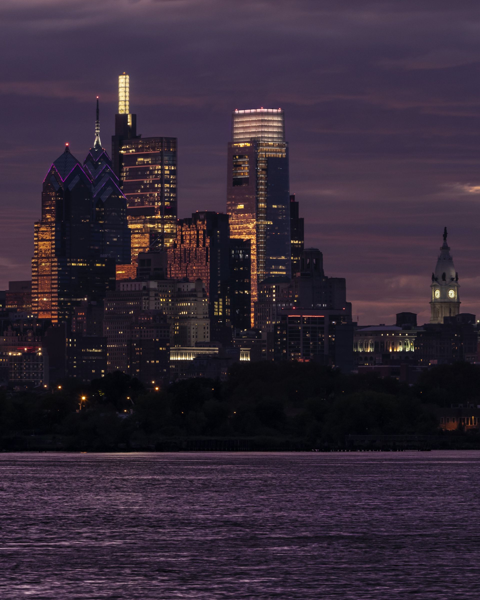 View of Philadelphia City by Night from Delaware River